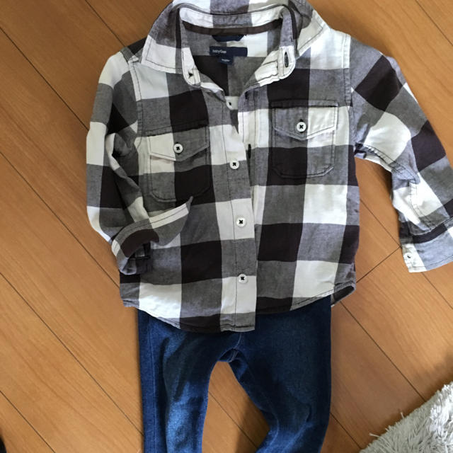 GAP Kids(ギャップキッズ)のチェックシャツ&パンツセット キッズ/ベビー/マタニティのキッズ服男の子用(90cm~)(パンツ/スパッツ)の商品写真