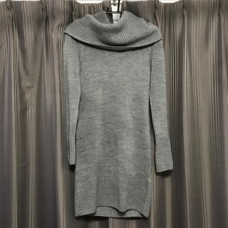 エイチアンドエム(H&M)のH&Mグレーオフタートルニットワンピース (ミニワンピース)