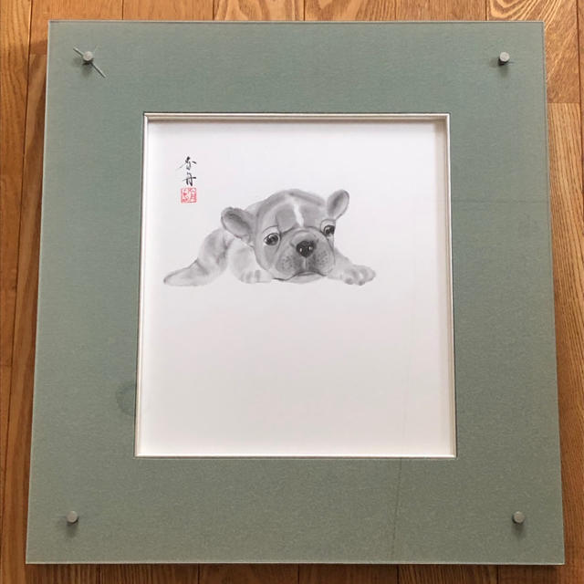 水墨画 犬 エンタメ/ホビーの美術品/アンティーク(絵画/タペストリー)の商品写真