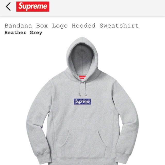 メンズグレーS　box logo bandana box logo hooded