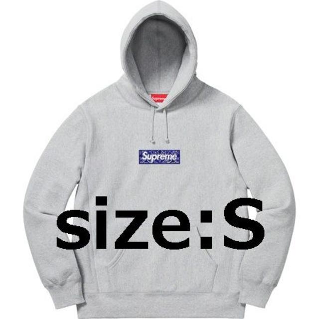 HeatherGreyサイズS Supreme Bandana Box Logo Hooded　バンダナ