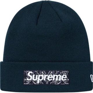 シュプリーム(Supreme)のNew Era® Box Logo Beanie Navy(ニット帽/ビーニー)