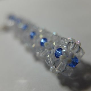 スワロフスキー(SWAROVSKI)のスマホストラップ　チャーム　アクセサリー　ハンドメイド　スワロフスキー(青)(ストラップ/イヤホンジャック)