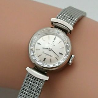 オメガ(OMEGA)のOH済 1963年製 オメガ K18金無垢 レディマティック カットガラス極美品(腕時計)