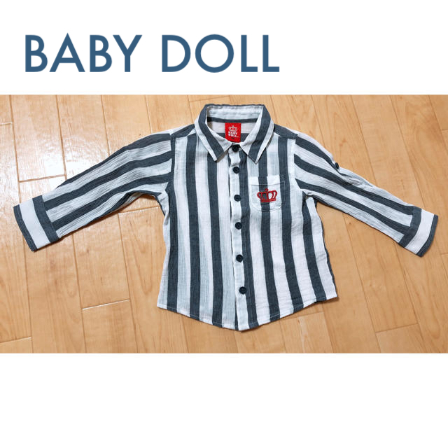 BABYDOLL(ベビードール)の美品 ベビー キッズ ストライプ 2way シャツ ブラウス☆BABY DOLL キッズ/ベビー/マタニティのキッズ服男の子用(90cm~)(Tシャツ/カットソー)の商品写真