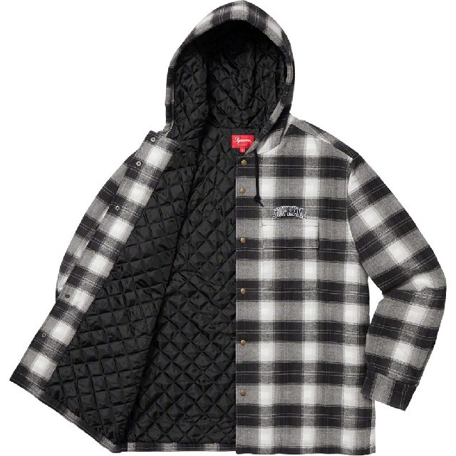 Supreme Quilted Hooded Plaid Shirt 黒 XL 1