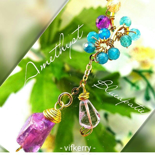 新品 14kgf☆ブルーアパタイトローズクオーツ ピアス 美しいお花の