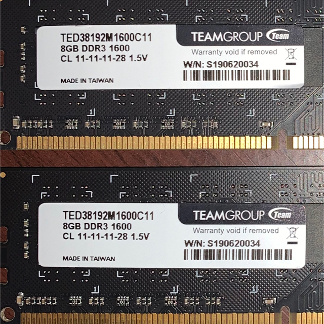 Team デスクトップ用メモリ DDR3 1600 8GBx2（16GB） 1