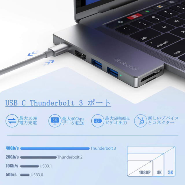 Macbook Pro ハブ 2019 7 in 2 4K スマホ/家電/カメラのPC/タブレット(PC周辺機器)の商品写真