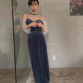 アメリヴィンテージ(Ameri VINTAGE)のameri TULLE SLEEVE TIGHT DRESS(ロングドレス)