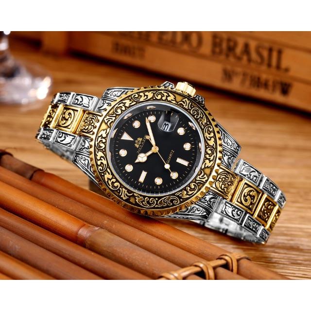フェラガモ 時計 通贩 / 【PAULAREIS】 彫刻腕時計 ゴールドブラックCarved Antiqueの通販 by yu224's shop