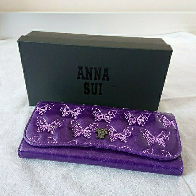 ★未使用★ANNA SUI 蝶柄 がま口長財布