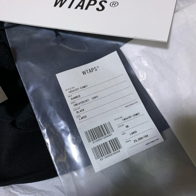 WTAPS 19AW BANNER/SWEATSHIRT.COPO 黒　L