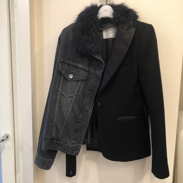 sacai - 【2度のみ使用】sacai デニムドッキングジャケット サイズ1の sacai - 【2度のみ使用】sacai デニムドッキングジャケット サイズ1の