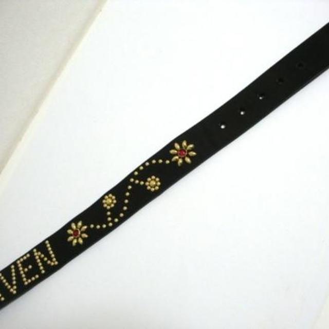 栃木レザー オリジナル文字入れスタッズベルト 黒(フラワー 栃木レザー オリジナル文字入れスタッズベルト 黒(フラワー
