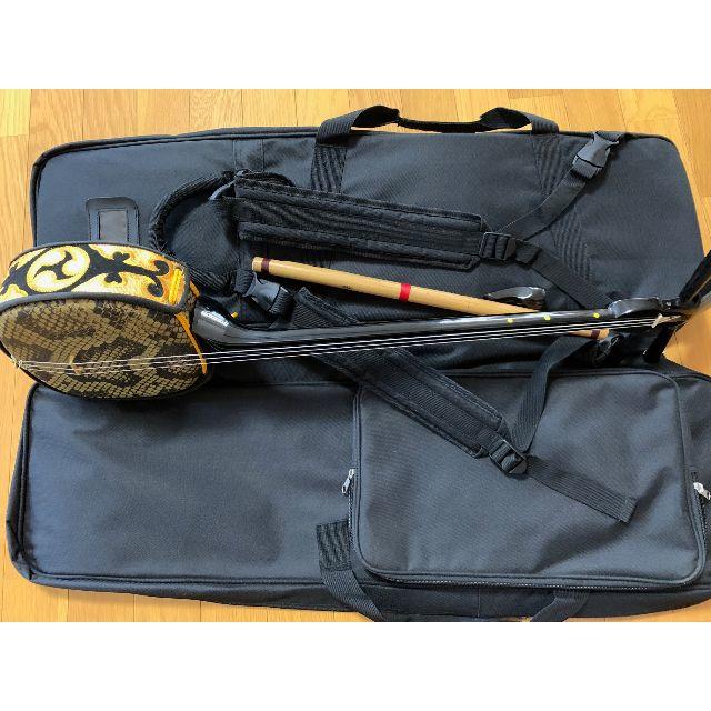 沖縄人工革　三線　琉球横笛　バチ　ソフトケース 楽器の和楽器(三線)の商品写真