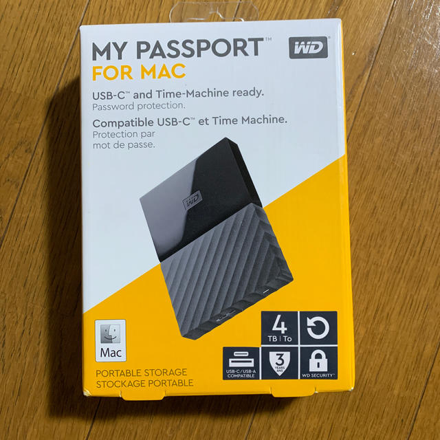 WD HDD Mac用ポータブル ハードディスク 4TB USB TYPE-C