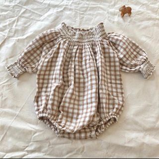 キャラメルベビー&チャイルド(Caramel baby&child )のliilu  smoked romper (check)6-12(ロンパース)