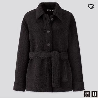 ユニクロ(UNIQLO)の新品未使用　ボアフリースショートコート　黒(ブルゾン)