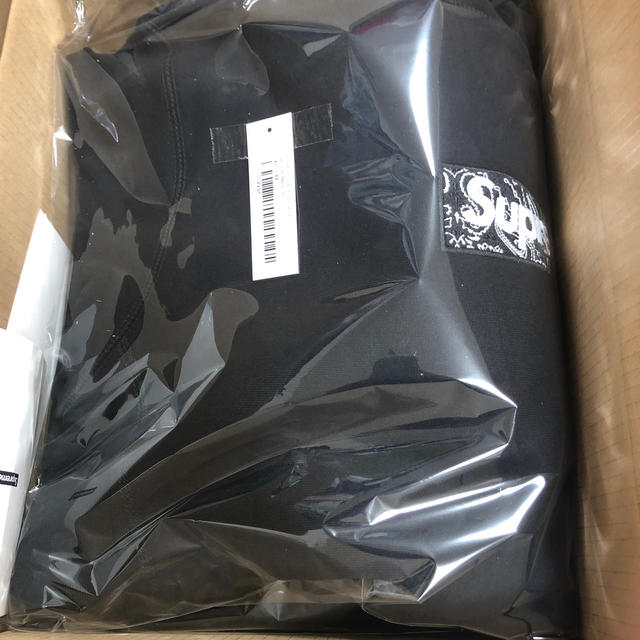 Supreme - M 黒　bandana box logo hooded sweatshirt