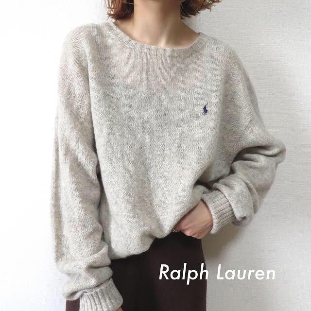 POLO RALPH LAUREN - 90s ラルフローレン 刺繍ロゴ ウールニット