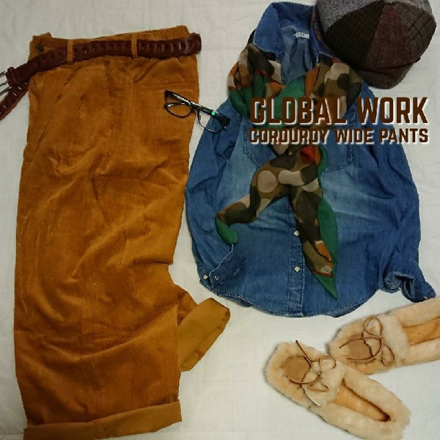 GLOBAL WORK(グローバルワーク)のグローバルワーク GLOBAL WORK コーデュロイワイドパンツ 新品 レディースのパンツ(バギーパンツ)の商品写真