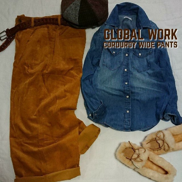 GLOBAL WORK(グローバルワーク)のグローバルワーク GLOBAL WORK コーデュロイワイドパンツ 新品 レディースのパンツ(バギーパンツ)の商品写真