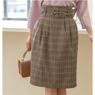 トッコ(tocco)のtocco closet グレンチェックベルテットコクーンスカート(ひざ丈スカート)