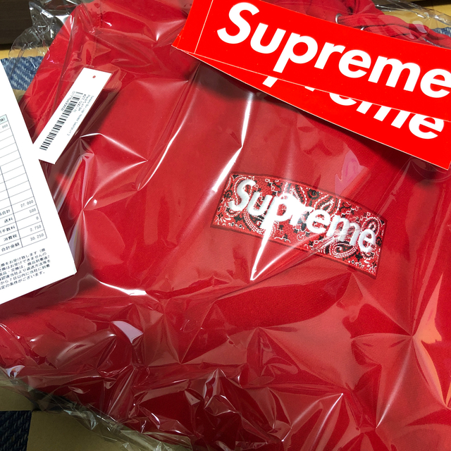 ＼半額SALE／ box supreme - Supreme logo レッド red パーカー バンダナ パーカー