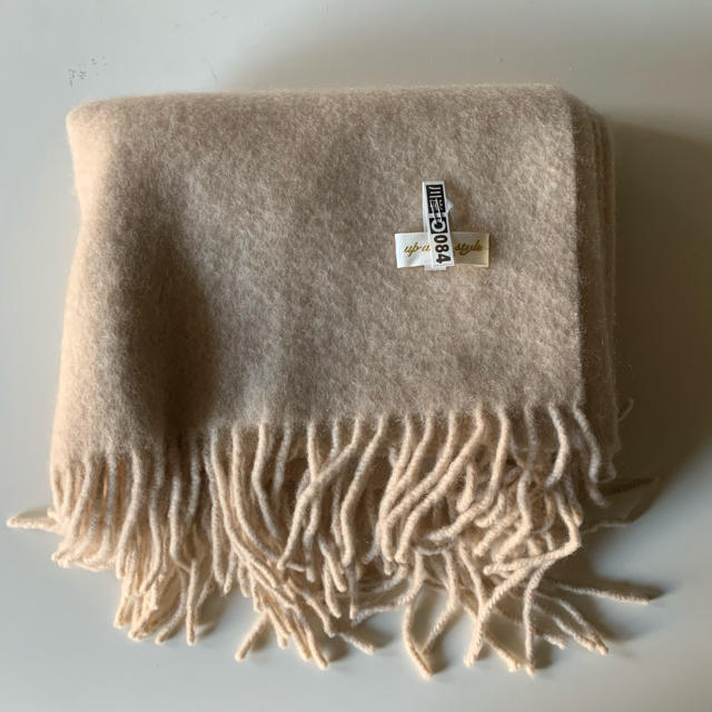 オンライン販促品 クリームベージュ カシミア中判ストール 美品