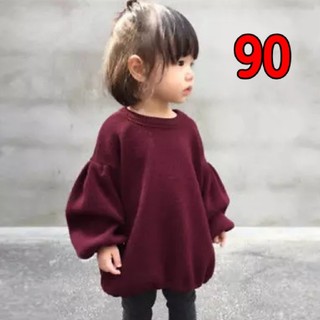 子供服 女の子服 バルーン袖 ニット 90(Tシャツ/カットソー)