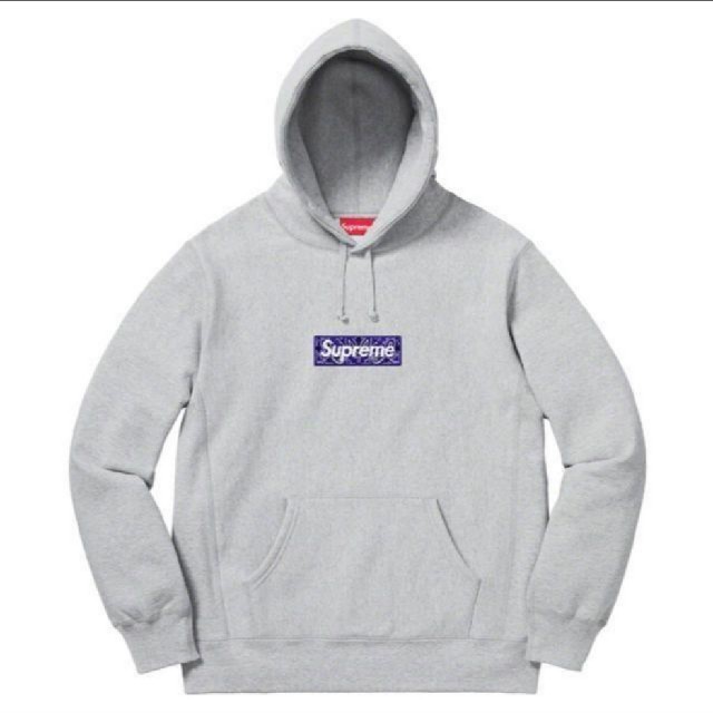 Supreme - Supreme XL Grey Bandana Box Logo Hooded