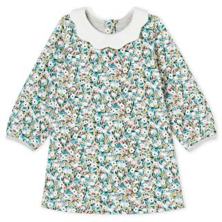 プチバトー(PETIT BATEAU)の【新品】プチバトー スウェットプリントワンピース グリーン　24m(ワンピース)