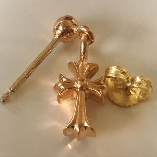 クロムハーツ(Chrome Hearts)の月末出品取消♱クロムハーツ♱  22k ドロップ CHクロスピアス革袋付　新作！(ピアス(片耳用))