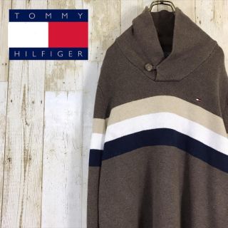 トミーヒルフィガー(TOMMY HILFIGER)のトミーヒルフィガー コットンニット セーター ショールカラー ワンポイント(ニット/セーター)