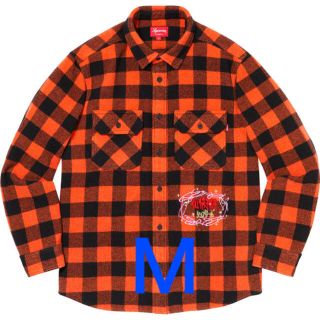 シュプリーム(Supreme)のM オレンジ supreme 1-800 buffalo plaid shirt(ニット/セーター)