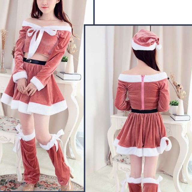 サンタコスチューム　かわいいピンクカラー　クリスマス　衣装 エンタメ/ホビーのコスプレ(衣装一式)の商品写真