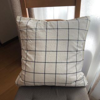 ムジルシリョウヒン(MUJI (無印良品))の無印良品 クッションカバー チェック 黒×白 43cm×43cm(クッションカバー)