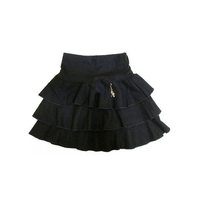冬仕様 スカート 黒 フリル 無地 フレア フリル フリーサイズ レディースのスカート(ミニスカート)の商品写真