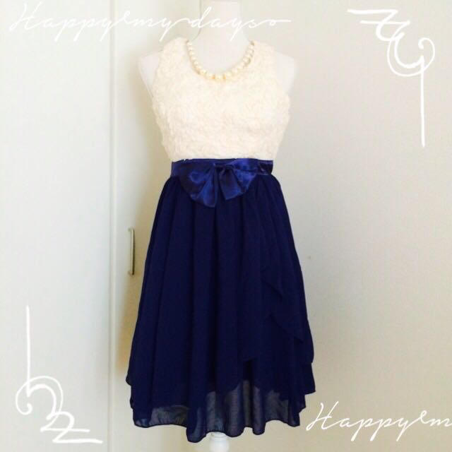 新品♡バラシフォンドレス♡ネイビー レディースのフォーマル/ドレス(ミディアムドレス)の商品写真