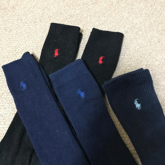 POLO RALPH LAUREN(ポロラルフローレン)の美USED★ラルフローレン★ハイソックス22~24★黒＆紺5足セット レディースのレッグウェア(ソックス)の商品写真