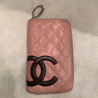 シャネル(CHANEL)のCHANEL シャネル カンボンライン ラウンドファスナー 長財布 ピンク(財布)