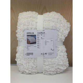 イケア(IKEA)のOFELIA オフェーリア 毛布, ホワイト(毛布)