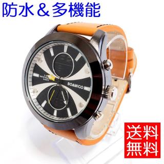 超特価⭐人気！海外限定 BOAMIGO 防水 革ベルト オレンジ(腕時計(デジタル))
