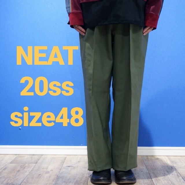 NEAT ”WIDE” HOPSACK OLIVE size48-