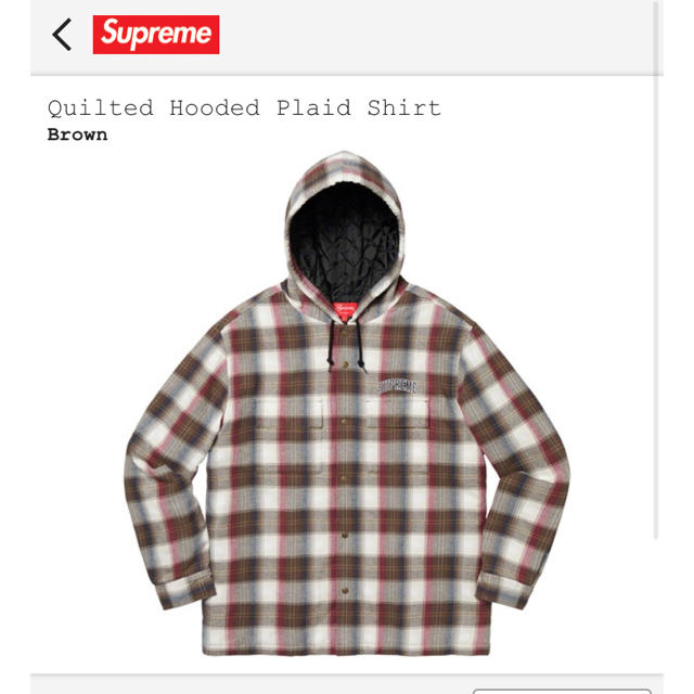 トップスSupreme Quilted Hooded Plaid Shirt Brown