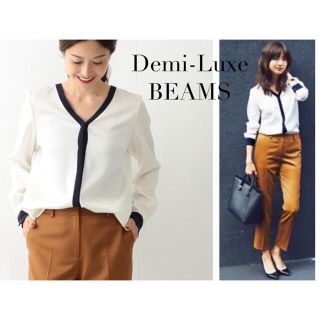 デミルクスビームス(Demi-Luxe BEAMS)の本日限定値下げ⭐️Demi-Luxe BEAMS バイカラーVネックブラウス(シャツ/ブラウス(長袖/七分))