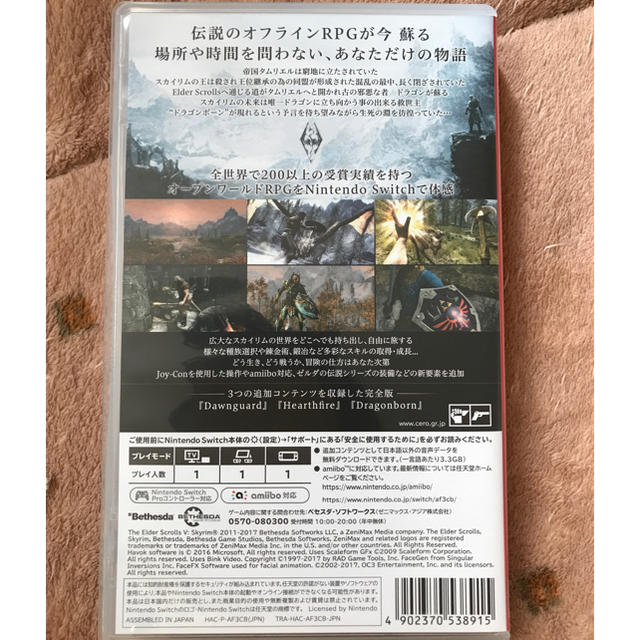 スカイリム ニンテンドースイッチ  Skyrim Switch