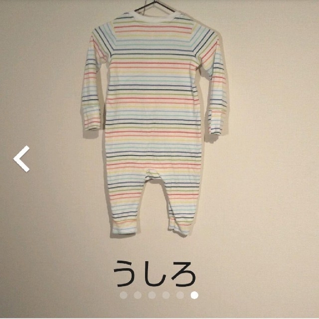 babyGAP(ベビーギャップ)のbabyGAP（ベビーギャップ）マルチボーダーロンパース・70㎝ キッズ/ベビー/マタニティのベビー服(~85cm)(ロンパース)の商品写真