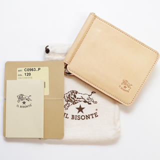 イルビゾンテ(IL BISONTE)の新品 イルビゾンテ マネークリップ 二つ折り 財布 レザー カードケース ヌメ(折り財布)